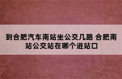 到合肥汽车南站坐公交几路 合肥南站公交站在哪个进站口